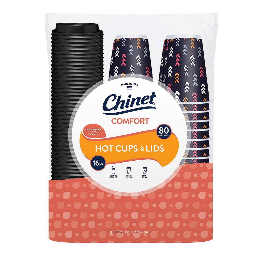 Chinet Comfort 16 oz Cup & Lid, 80-count